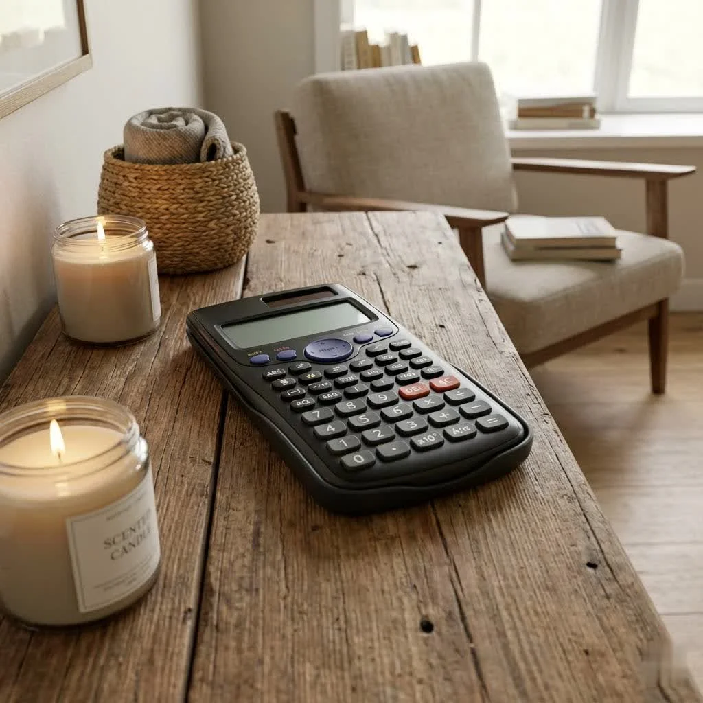 Student using a TI scientific calculator online on a laptop