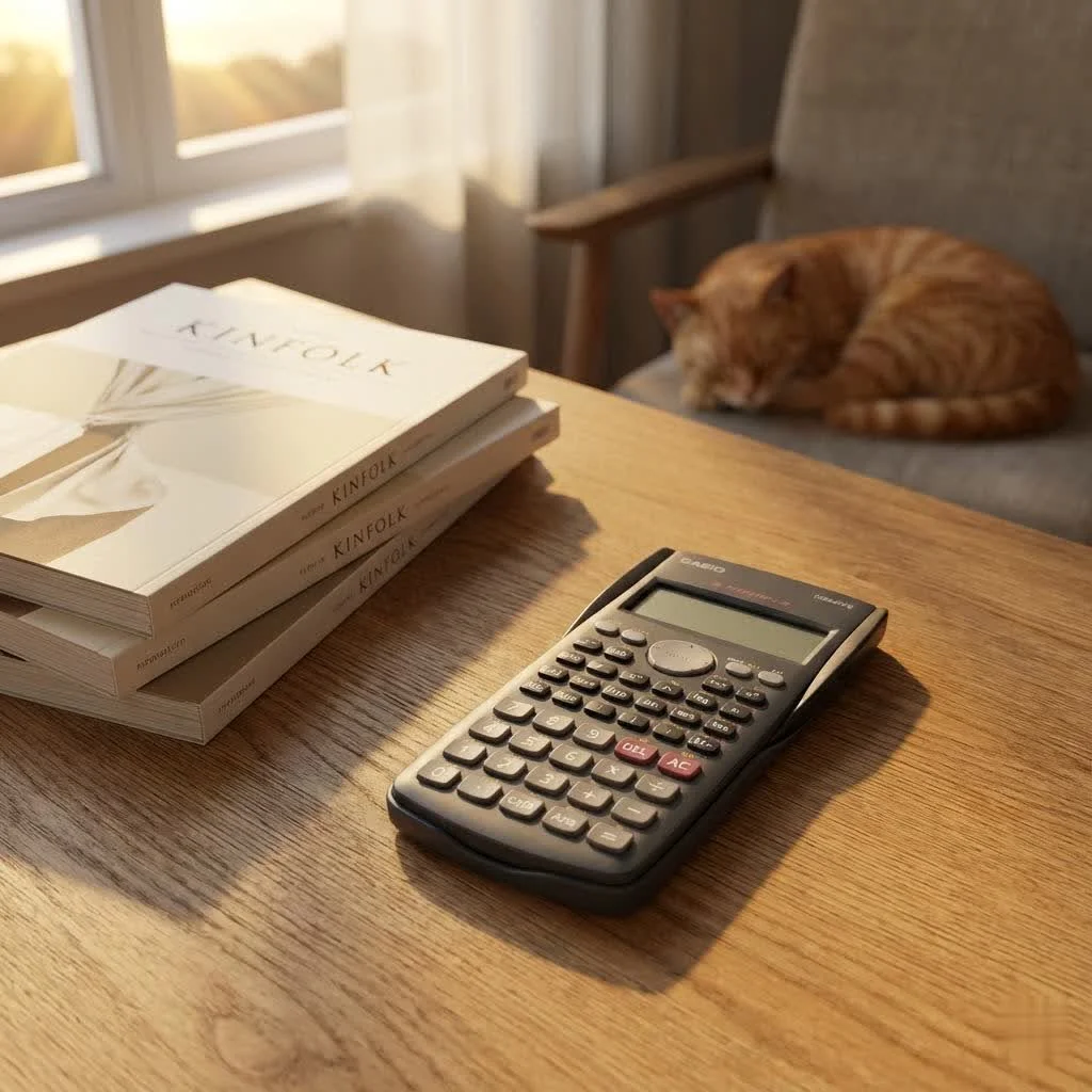 Scientific calculator displaying complex equations