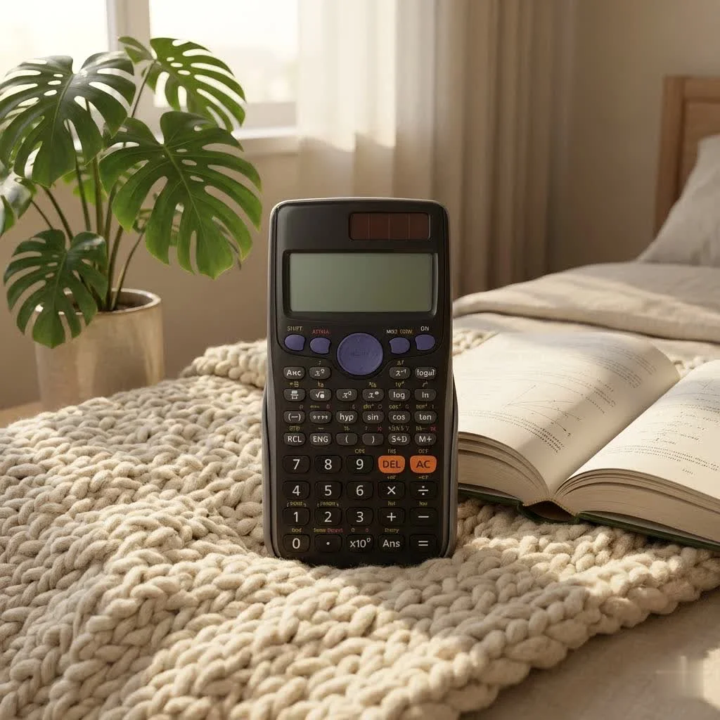 Basic scientific calculator with a clear display